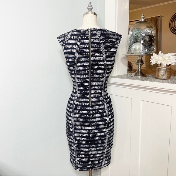Cache Striped Cut Out Slimming Sheath Dress Black White XS 2 - Picture 5 of 9